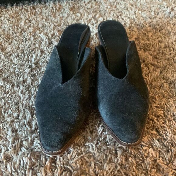 Free people black suede-leather heeled mules, size 38. - Picture 4 of 7